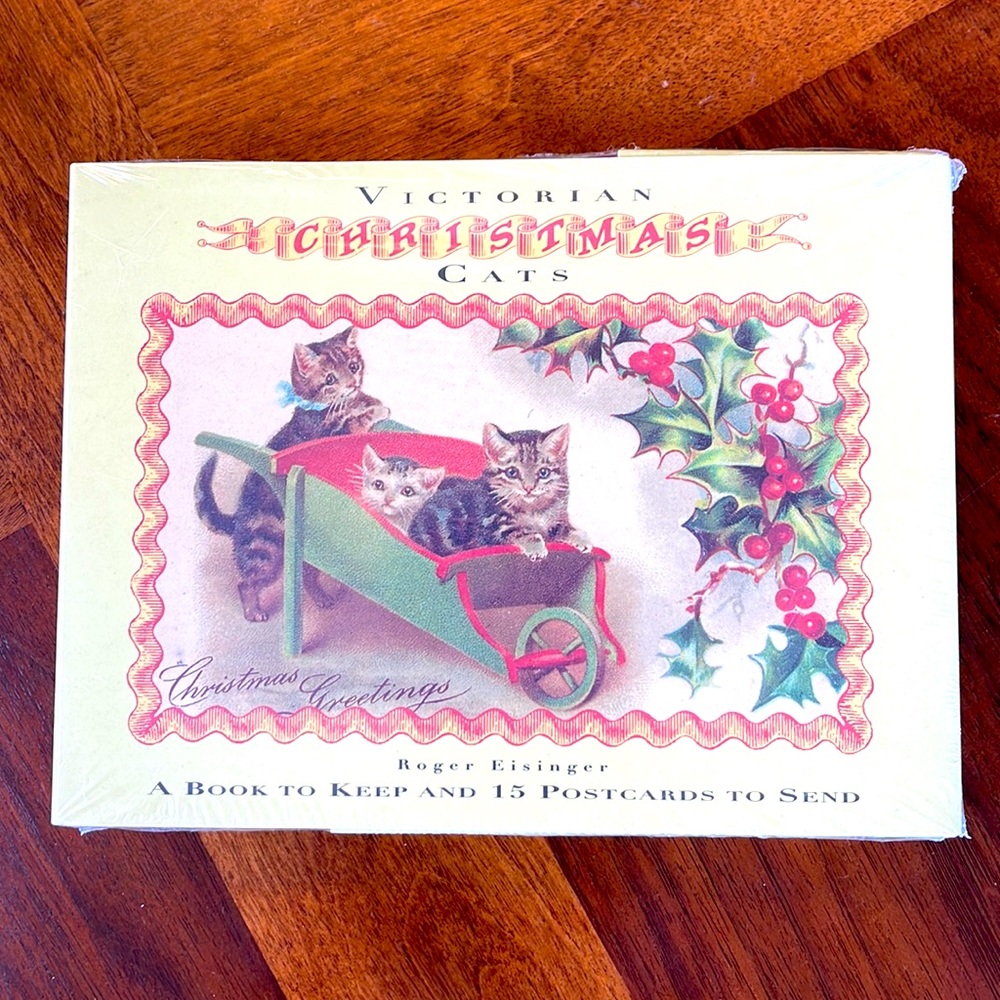 UNOPENED VINTAGE (90S) VICTORIAN CHRISTMAS CATS - 15 CARDS & KEEPSAKE BOOK